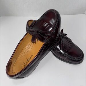Cole Haan Leather Slip On Tassel Shoes Dark Brown Mens 8D #C02692 x K09